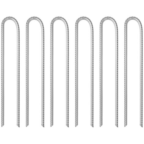 vidaXL Tent Pegs 6 pcs U-shaped 37 cm Ø10 mm Galvanised Steel (1/5)