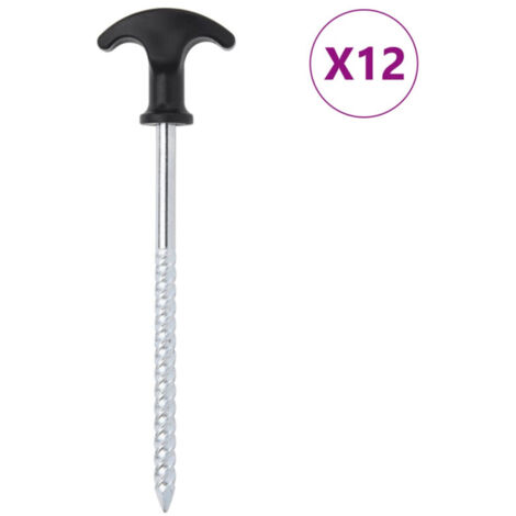 vidaXL Tent Pegs 12 pcs 17 cm Ø7 mm Galvanised Steel (1/5)