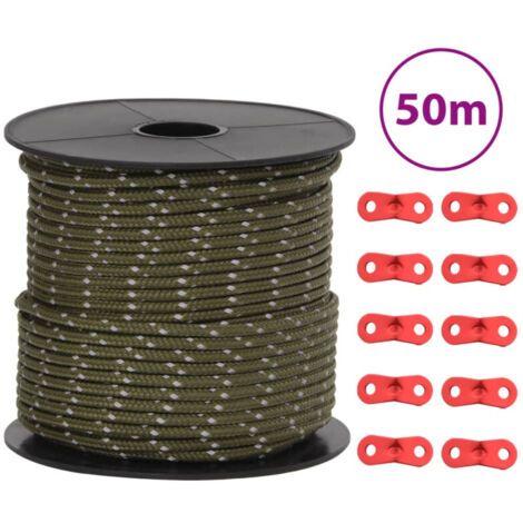 vidaXL Tent Guy Rope with Reflective Strips and Spanners 50 m 4 mm (1/5)