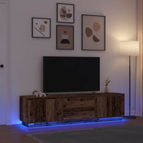 Meuble TV avec éclairage LED vieux bois 193,5x41x50 cm vidaXL