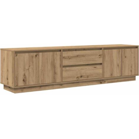 Meuble TV avec éclairages LED chêne artisanal 193,5x41x50 cm