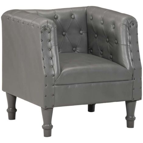 Chaise cabriolet gris cuir véritable vidaXL