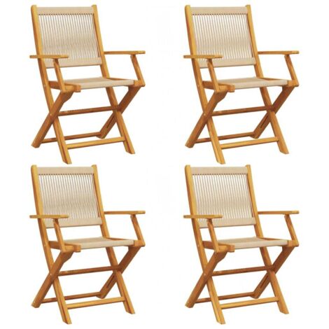 Chaises de jardin pliantes lot de 4 beige bois d'acacia massif vidaXL