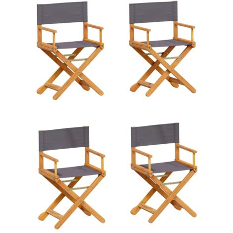 vidaXL 4 Piece Folding Chairs Dark Grey Fabric