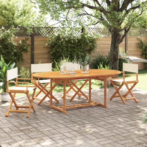 vidaXL 4 Piece Folding Chairs Cream White Fabric