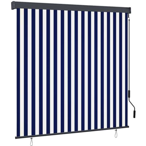 Store Roulant Extérieur Rayé Bleu et blanc 180 x 250 cm tissu vidaXL