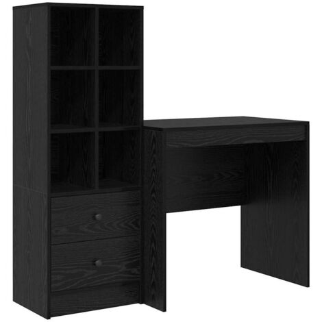 Bureau avec rangement 2 pcs Chêne noir Bois d'ingénierie vidaXL