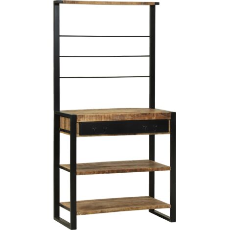 vidaXL  Kitchen Rack  Brown and Black 80 x 40 x 160 cm Solid Mango Wood (1/5)