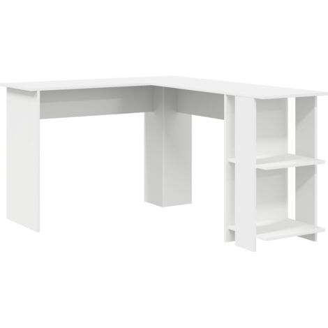 Vidaxl – Bureau d'angle blanc avec rangement – Dimensions 140 x 113.5 x 75 cm – Bois d'ingénierie – Parfait pour espaces de travail compacts