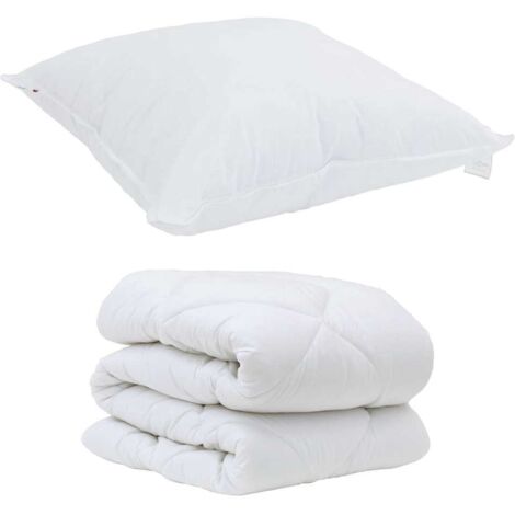 Couette avec oreiller 2 pcs Blanc Microfibre vidaXL (1/5)