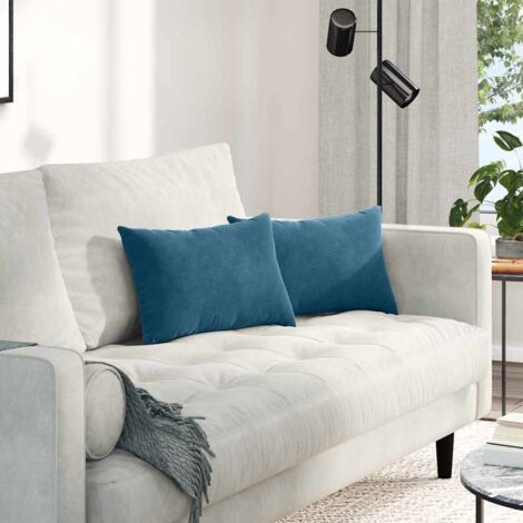 vidaXL Sofa Pillows 2 pcs Blue 50 x 30 cm Corduroy Fabric