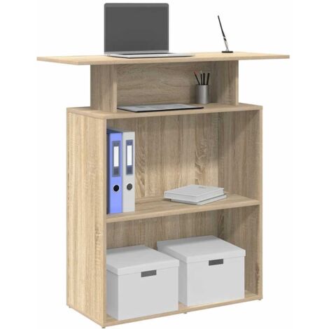 Vidaxl – Bureau de réception 100x40x104 cm – Bois d'ingénierie – Étagère intégrée – Design moderne pour bureaux et halls