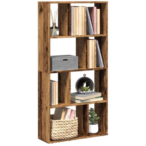 Vidaxl – Bibliothèque vieux bois 60x20x120 cm – Bois d'ingénierie – 8 compartiments – Capacité 80 kg – Fixation murale incluse