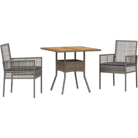 vidaXL Garden Dining Set 3 pcs Grey Poly Rattan (1/5)