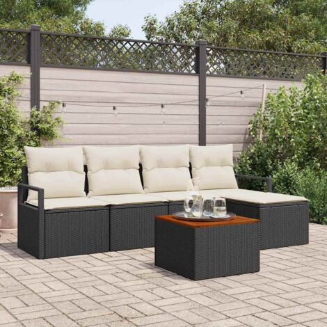 vidaXL  Garden Sofa Set  with Cushion 6 pcs Black Poly Rattan (1/5)