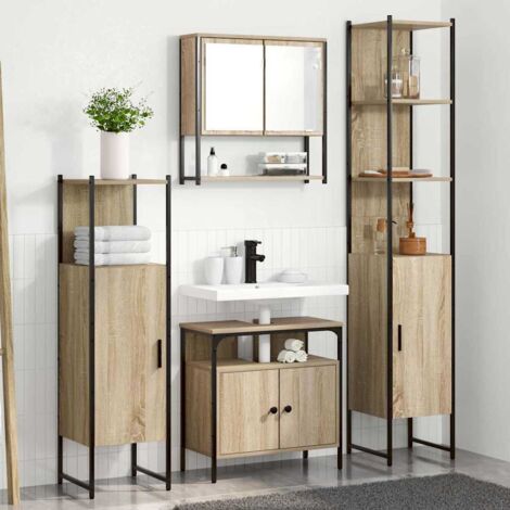 vidaXL Bathroom Furniture Set 4 pcs Sonoma Oak Engineered Wood (1/5)