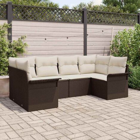 vidaXL  Garden Sofa Set  with Cushion 6 pcs Brown Poly Rattan (1/5)
