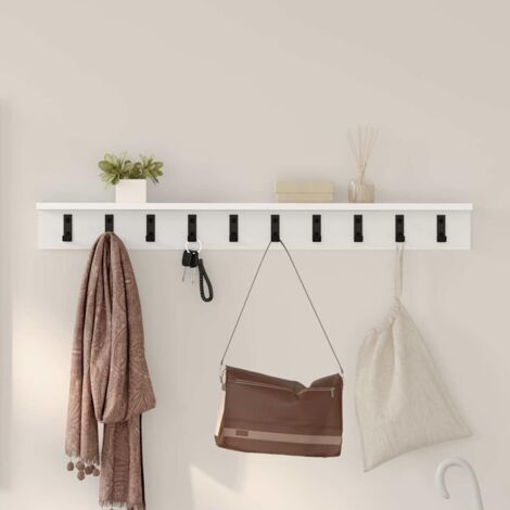 Porte-manteau mural avec étagère Blanc 100 x 10.5 x 10.5 cm vidaXL
