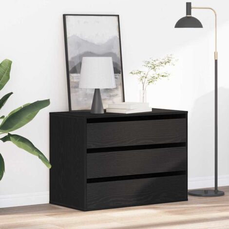 vidaXL Drawer Cabinet Black Oak 80 x 41 x 58 cm Engineered Wood
