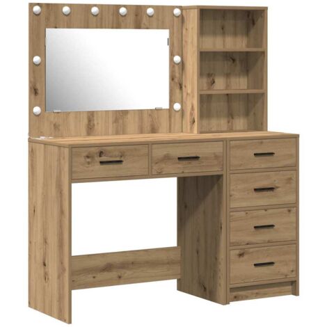 Vidaxl – Coiffeuse enfant en bois d'ingénierie – Dimensions 78,5 x 41 x 135 cm – Avec bandes LED et rangements intégrés (1/5)
