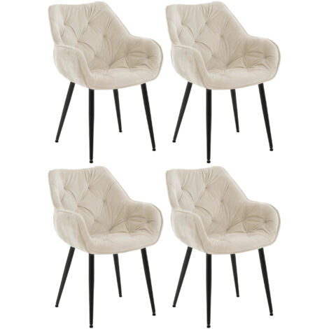 CLP – Lot de 4 chaises de salle à manger Tanna en velours – Piètement métal noir – Confort optimal – Design contemporain – Charge max. 150 kg (1/5)