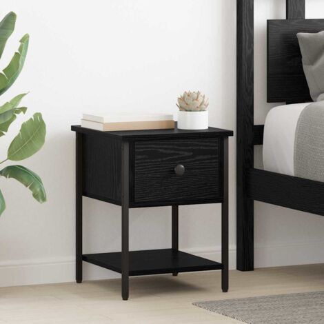 vidaXL  Bedside Table  2 pcs Black Oak 34 x 35.5 x 45 cm Engineered Wood
