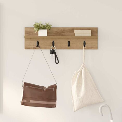 vidaXL  Wall-Mounted Coat Rack  Artisan Oak 60 x 10.5 x 18 cm