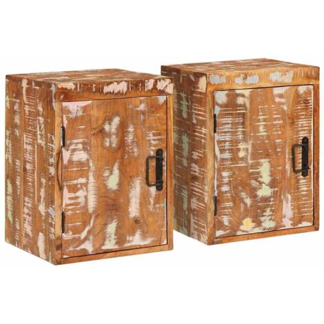 Table de chevet 2 pcs Marron Bois massif récupéré vidaXL