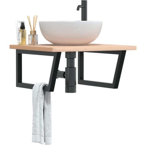 Supports d'étagères pour lavabo 2 pcs noir trapèze acier vidaXL