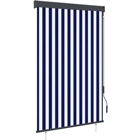 Store roulant d'extérieur 120x250 cm Bleu et blanc vidaXL