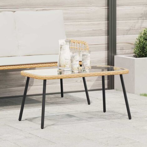Table basse Marron et Noir 90 x 45 x 43 cm Poly Rattan et verre vidaXL