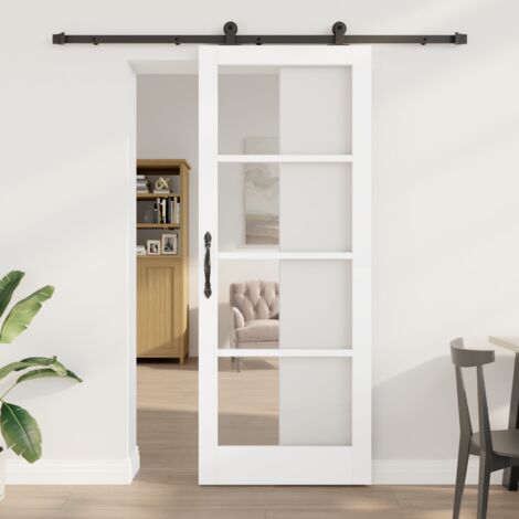 Porte Coulissante ORKDAL Blanc 83 x 211 cm Bois et métal vidaXL
