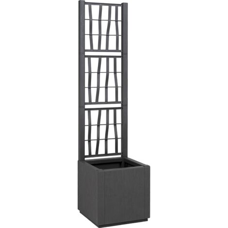 vidaXL  Garden Planter with Trellis  Dark Grey 36 x 36 x 140 cm PP