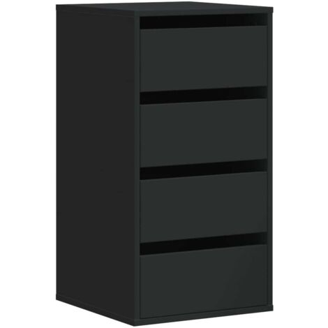 Vidaxl – Commode enfant 4 tiroirs – Bois d'ingénierie noir – Dimensions 40x41x76 cm – Résistante à l'humidité et facile à nettoyer