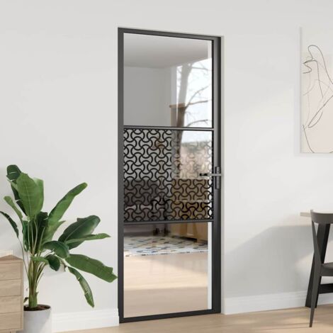 Porte intérieure Noir 83 x 201.5 cm Verre trempé et Aluminium vidaXL