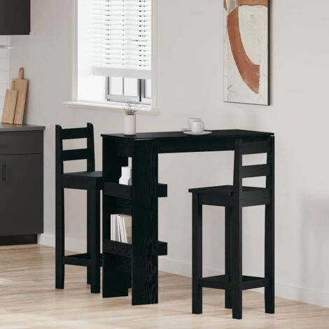 Table de Bar Murale avec étagère Chêne noir 102 x 45 x 103,5 cm vidaXL