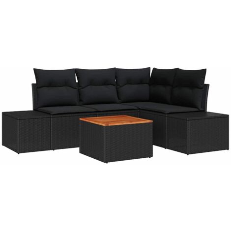 vidaXL  Garden Sofa Set  with Storage 5 pcs Black Poly Rattan (1/5)