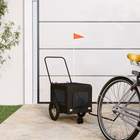 vidaXL Pet Bike Trailer Black Oxford Fabric and Iron