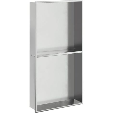 Vidaxl – Niche de douche argenté brossé 32x62x9 cm – Acier inoxydable résistant à la corrosion – Accès facile et nettoyage simplifié