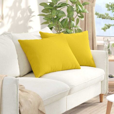 vidaXL  Sofa Pillows  2 pcs Light Yellow 70 x 50 cm Fabric