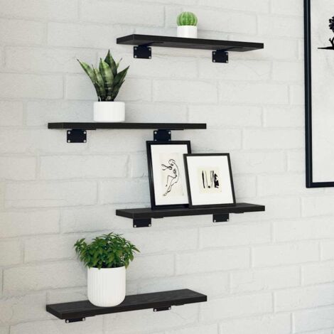 Vidaxl – Étagère à livres 4 pcs – Dimensions 40x10x1.5 cm – Bois d'ingénierie noir – Rangement moderne pour salon