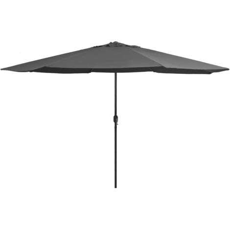 Vidaxl – Parasol droit 390 cm – Mât en métal – Tissu polyester anti-UV – Ouverture facile avec manivelle – Couleur anthracite