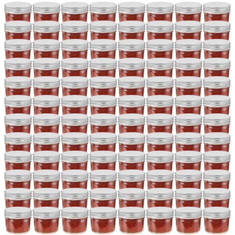 Pots à confiture avec couvercles argentés 96 pcs Verre 110 ml vidaXL