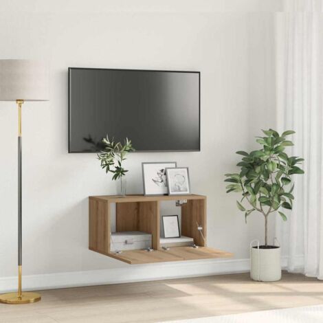 Vidaxl – Meuble TV marron 60 x 30 x 30 cm – Bois d'ingénierie avec porte affleurante – Assemblage simplifié – Pour salons modernes