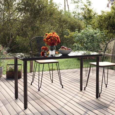 vidaXL Garden Dining Table Black 200x100x74cm Steel and Tempered Glass (1/5)
