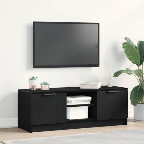 Vidaxl – Meuble TV noir 102 x 36.5 x 32 cm – Bois d'ingénierie – Avec porte coulissante – Design contemporain pour salon moderne