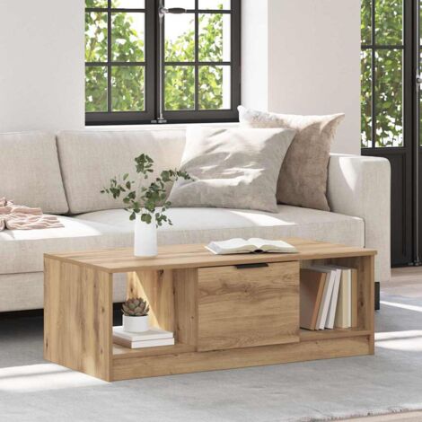 Vidaxl – Table basse fixe en bois d'ingénierie – Dimensions 102 x 50 x 36 cm – Design minimaliste avec tiroir de rangement