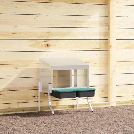 vidaXL Chicken Nesting Box 2 Compartments with Legs Galvanised Steel (1/5)
