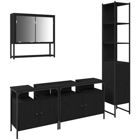 vidaXL Bathroom Furniture Set 4 pcs Black oak Engineered wood (1/5)