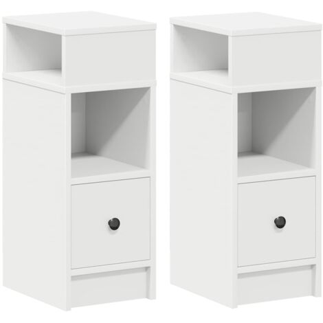 vidaXL Bedside Cabinets 2 pcs with Drawer White 25x31x66 cm